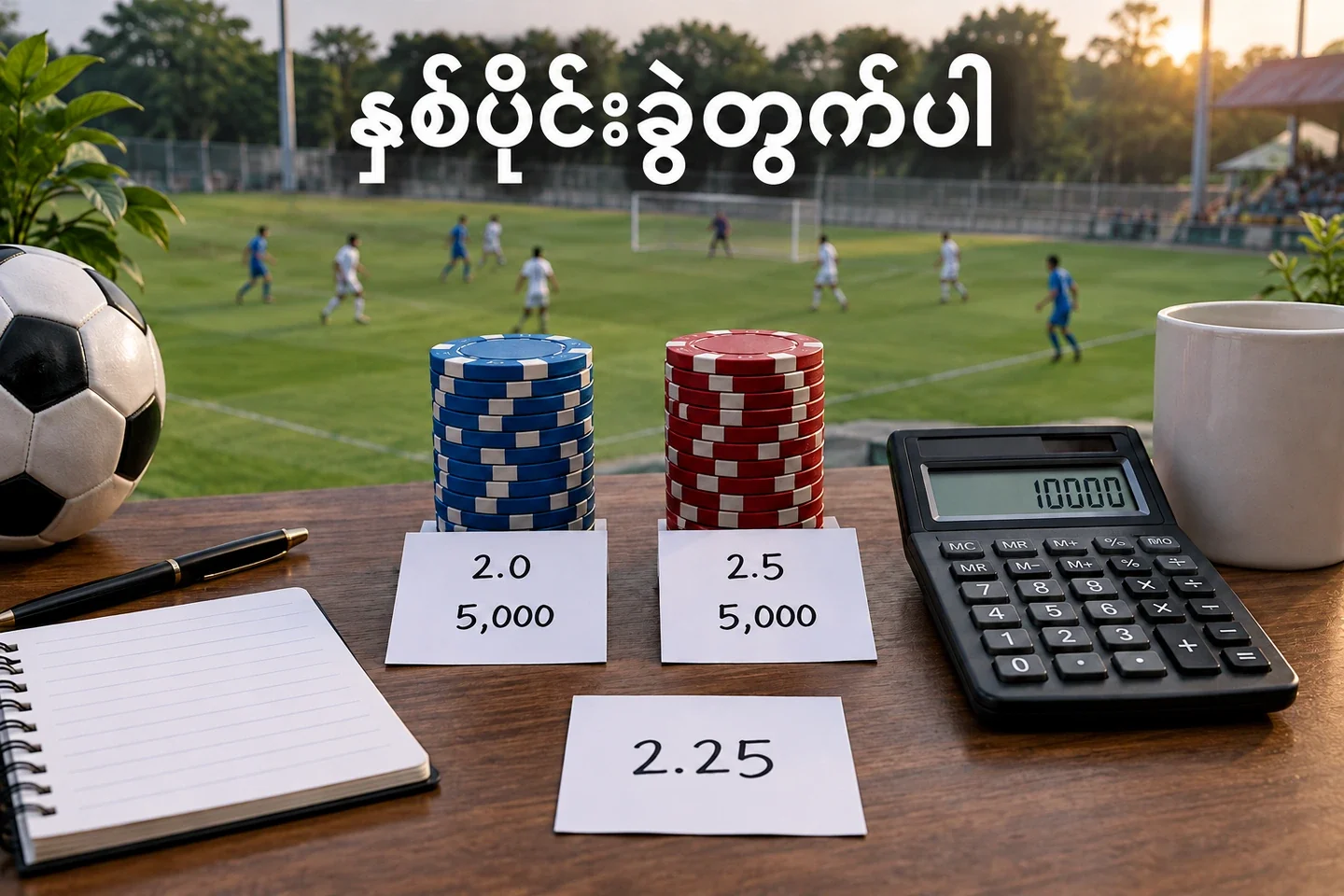 2.25 လိုင်းကို2.0နှင့်2.5တွင် တစ်ဖက်5000စီ ခွဲပြထားသော လောင်းကြေးနမူနာ
