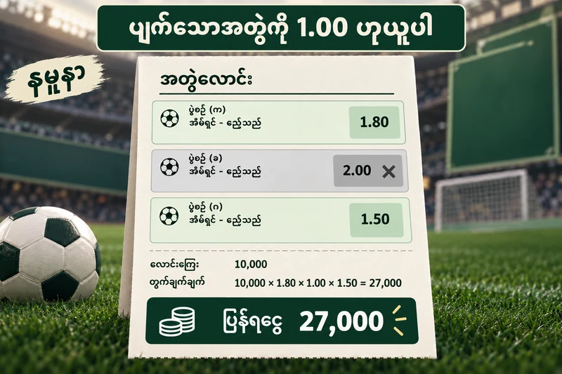 ၂.၀၀ ဆအတွဲပျက်လျှင် ၁.၀၀ ဖြင့် အစားထိုးပြီး ၂၇,၀၀၀ ပြန်ရသည့် နမူနာ
